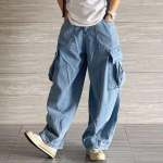 Kotid teksad Meeste laiad teksap&uuml;ksid Oversize Cargo Korea mood Meeste riided T&auml;navar&otilde;ivad P&uuml;ksid Dressip&uuml;ksid S sinine