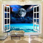 Seinamaaling Galaktika Kuu 3D Plakat Seinapaber Magamistuba Elutuba Seinakate Modernne Tapeet 200 cm(W) x 140 cm(H) blue