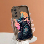 Pehme silikoonist ruudukujulise redeliga printimismustriga telefoni korpus T&auml;iskaanega kaamera p&otilde;rutuskindel kaitse kummist &uuml;mbris Samsungile Samsung A04E must