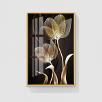 Abstraktne must kuldne lilleline luksusplakat P&otilde;hjamaade kunsti taimelehtedest l&otilde;uendimaal Moodne seinapilt elutoa sisekujunduseks 20X30cm No Frame