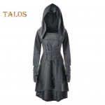 Naiste Cosplay kleit gooti v&auml;rviline paeltega rihm &otilde;huke v&ouml;&ouml;koht ebakorrap&auml;rane &auml;&auml;r kapuutsiga pikkade varrukatega teemapeod rollim&auml;ngufestival halloween midi M hall