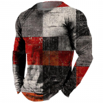 Vintage meeste pikkade varrukatega T-s&auml;rk Lapiga T-s&auml;rk Topid Ruuduline T-s&auml;rk meestele 3D triibulised tr&uuml;kitud r&otilde;ivad Suurem&otilde;&otilde;tmelised t&auml;navar&otilde;ivad 5xl 3XL