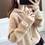 S&uuml;gis Talv Paks Soe Imitatsioon Minkfliis Kampsun Naised Moh&auml;&auml;rikkampsun Pikkade Varrukatega Kootud Pullover Mantel Pealisr&otilde;ivad L gray