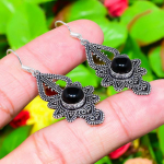 Black Onyx Gemstone Handmade 925 Sterling Silver Jewelry Earring 2.09 c5c41