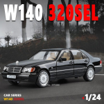 1/24 Benz W140 320SEL M&auml;nguautode mudelid, sulamist survevalu, heli ja valgusega tagaratta tagasit&otilde;mbamisfunktsioon S&otilde;idukite mudelid Kingituste kogumine must
