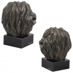 Polish Lowland Sheepdog, PON, Valee Sheepdog - Dog statue, bust on stone base, sculpture, trophy for dog show by Art-Dog brand