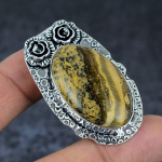 Natural Picture Jasper Gemstone 925 Sterling Silver Jewelry Pendant 1.97 e6q96