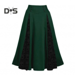 Naiste Halloweeni seelik k&otilde;rge v&ouml;&ouml;kohaga Vintage vampiirid Cosplay keskaegne pealuu print A-joonega lahtise &auml;&auml;risega paelad Reguleeritav v&ouml;&ouml;koht pits Patchwork Lady Midi XL lilla