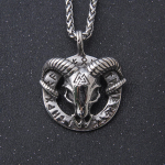 Skandinaavia m&uuml;toloogia meeste roostevaba teras P&otilde;hjamaade viikingite amulett Thor Goat Valknut ripats kaelakee viikingi kitse pea roostevabast terasest
