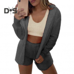 3 tk/komplekt S&uuml;gis Talv Naiste Mantel Vest L&uuml;hikesed P&uuml;ksid Komplekt Paks Pl&uuml;&uuml;s Koduriietus Riietus Magamisriided Kapuutsiga Pikkade Varrukatega Avatud &Otilde;mblusega Soe Jakk N&ouml;&ouml;riga M tumehall v&auml;rv