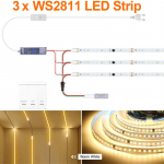 Nutikas adresseeritav piksliga LED-ribavalgusti 120LED/M 24V WS2811 voolava vee voolu j&auml;litav LED-valguslint ruumi treppide seinakaunistamiseks 5M-3PC