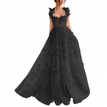 3D Butterfly ballikleidid, pikad pitsist aplikatsiooniga t&uuml;llist ballikleidid naistele pidulik l&otilde;hikuga &otilde;htukleit 10 must