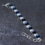 London Blue Topaz Gemstone Handmade 925 Sterling Silver Bracelet 7-8 a4o38