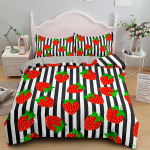 Roosa Maasikas Armas Voodipesukomplekt Tekikottide Komplekt 3D Prindiga Puuviljamustriga Tekikate Padjap&uuml;&uuml;r Kuningas Kuninganna Suurus Lastele Poisile T&uuml;drukule 173x218cm 2pcs