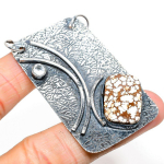 Natural Wild Horse, White Topaz Gemstone 925 Sterling Silver Pendant 2.56 v8p75