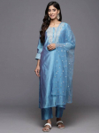 Disainer peor&otilde;ivad Kurti Salwar Kameez India naiste top tuunika Kurta Pant Dupatta komplekt kleit S helesinine v&auml;rv