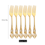 Kvaliteetne kullast 304 roostevabast terasest s&ouml;&ouml;giriistade komplekt L&auml;&auml;ne stiilis &otilde;htus&ouml;&ouml;gi nugade kahvli lusikaga s&ouml;&ouml;giriistade komplekt koos hoiurestiga 6pcs-dinner fork