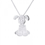 Pendentif Enfants - L&Eacute;A & ARTHUR - Motif 'CHIEN' - Or Blanc 375 - Bijou Anallergique - 2 cm