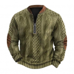 S&uuml;gistalvine meeste dressipluus, poolt&otilde;mblukuga, rombikujuline tekstuuriga lapiline kaelus, pullover, pikkade varrukatega, igap&auml;evane v&auml;lispordi topp 2XL roheline