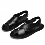 Moodsad Ehtsad Nahast Meeste Vabaaja Jalan&otilde;ud Sandaalid Meeste Hingavad Slip-on Gladiaatorsandaalid Mehe Hingavad Slip-on Jalan&otilde;ud Pl&auml;tud Auk 38 must