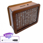 1000/2000/3000/5000-eurone rahakast puidust hoiup&otilde;rsas korduvkasutatava rahakarbiga koos eesm&auml;rgi- ja numbrikastidega