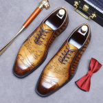 Itaalia Disain K&auml;sitsi Maalitud T&auml;ht Meeste Pulma Kohtingukingad Ehtne Nahk K&otilde;rge Kvaliteet Formaalne &Auml;ri Kleitkingad 6 kollane