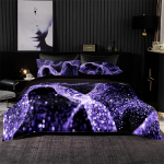 Luksuslik pehme voodipesukomplekt lilla optilise teibi mustriga tekikott tekikate Padjap&uuml;&uuml;r Romantiline eurokomplekt King Queen-suurusele 135x200cm 2pcs