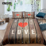 Puidust lautukse ukse tekikoti komplekt L&auml;&auml;ne stiilis King Size Maamees voodipesukomplekt Puidust tahvel Talu Country stiilis Pol&uuml;ester tekkikate EU single(135x200cm)