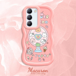 V&auml;rvitud muster Big Wave Edge pehme silikoon materjal Macaron telefoni &uuml;mbris p&otilde;rutuskindel kaitsev kummist korpus OnePlus Vivo Motorola Moto jaoks Vivo Y28 5G valge