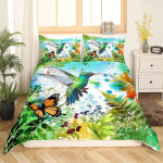 Troopilised Linnud Tekikott Akvarell Koolibri Lilled &Uuml;heinimesevoodipesu Eksootiline Elusloodus Valge Abstraktne Pol&uuml;ester Tekikott 70x133cm 2pcs black