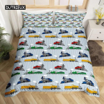 Laste varustus Veoautod Tekikott King Boys Cartoon Auto Ekskavaator Traktori Voodipesukomplekt Ehitus Kiirtee lohukottide komplekt EU Single 135x200cm