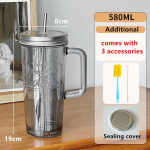 Suure mahutavusega 580 ml klaasist kohvikruus ohutu roostevabast terasest k&otilde;rrega ja tihendava kaanega. Kodune joogiklaas k&auml;epidemega. 580ml