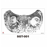 Rindkere suure mustriga rinnakleebis meeste ja naiste simulatsiooniga &uuml;hekordselt kasutatav lillekeha inglise kraan tavalise lille t&auml;toveeringukleebis 19*32CM