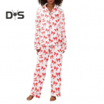 2 tk/komplekt valentinip&auml;eva pidžaamad, vibutr&uuml;kis, n&ouml;&ouml;pidega pikkade varrukatega s&auml;rk elastne v&ouml;&ouml;koht laia s&auml;&auml;rega p&uuml;ksid kodur&otilde;ivad vabaaja varustus kevadised magamisriided L roosa