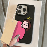Nahatunnetusega telefoni&uuml;mbris iPhone 11 13 16 Pro Maxile, iPhone XR XS Maxile, 14 15 Pro Maxile, 12 13 Pro Maxile, 16 Plusile, 13 Prole, 14 Prole, multifilmimaalinguga makarooniv&auml;rvides iPhone 16 Pro Max roosa
