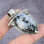 Black Rutile, Topaz Handmade 925 Sterling Silver Pendant 2.37 e1f22