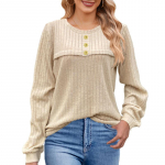 YYFS Naiste moe vabaaja kevads&uuml;gise &uuml;hev&auml;rvilise tr&uuml;kiga pikkade varrukatega O-kaelusega pluusid ja s&auml;rgid S sinine