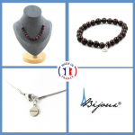 Pierres et Min&eacute;raux. Parure bijoux Bracelet Collier 15 Perles Grenat 8 mm. Chaine en acier Taille personnalisable.