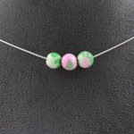 Pierres et Min&eacute;raux. Collier 3 perles Jaspe rose vert 8 mm. Chaine en acier inoxydable Collier femmes, hommes. Taille personnalisab