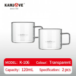 KAMJOVE Teetass 50/80/120/150ml K&auml;epidemega L&auml;bipaistvast Klaasist Teetass Kuumuskindlast Klaasist Veeklaas V&auml;ike Lilleline Teetass 50-150ml