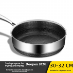 Kodumajapidamises kasutatava s&uuml;vendatud mittekleepuva 316 roostevabast terasest k&auml;rgstruktuuriga pann, &uuml;hildub k&otilde;igi pliitidega 8cm deep, 30cm, without lid