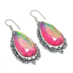 Natural Pink Triplet Opal 925 Sterling Silver Jewelry Earring 2.25 g0s69