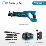 Yofidra 18V harjadeta edasi-tagasi saag K&auml;gasaag Saber Multifunktsionaalne elektriline saag Metallile Puidule Torude l&otilde;ikamiseks Makita akule 1XBattery-EU plug