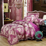 Euroopa Satiin Jacquard voodipesukomplekt - pitsiga &auml;&auml;ristatud, 4-osaline komplekt 1.5m Bed 4-Piece Set Quilt Cover 200*230