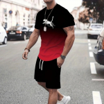 3D digitaaltr&uuml;kk meeste mood l&uuml;hikeste varrukatega l&uuml;hikeste p&uuml;kste komplekt v&auml;li t&auml;nav meeste spordip&uuml;ksid suvine igap&auml;evane vabaaja meeste T-s&auml;rk XXL
