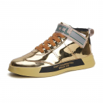 Kuum Mood S&auml;delevad Meeste Kuldset V&auml;rvi Kingad Luksusbr&auml;ndi Tossud Meestele Hip Hop Disainer Rula Kingad Vabaaja K&otilde;rge S&auml;&auml;rega Tossud Meestele 44 kuld