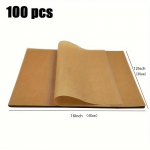 1 komplekt 100 tk k&uuml;psetuspaberit - mittekleepuv pruun vahapaber toiduvalmistamiseks, grillimiseks ja aurutamiseks Pack of 100 elevandiluuvalge