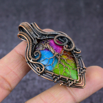 Rainbow Solar Quartz Handmade Copper Wire Wrap Tree Of Life Pendant 2.44 p3e99