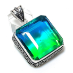 Bi-Color Tourmaline Handmade 925 Sterling Silver Jewelry Pendant 1.97 s4d14