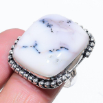 Dendrite Opal Handmade 925 Sterling Silver Jewelry Ring Size 9 w1r87